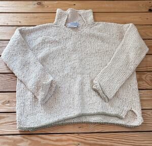 Indigenous Designs Hand Knit Peruvian Sweater Organic Cotton Size M Cream Sf